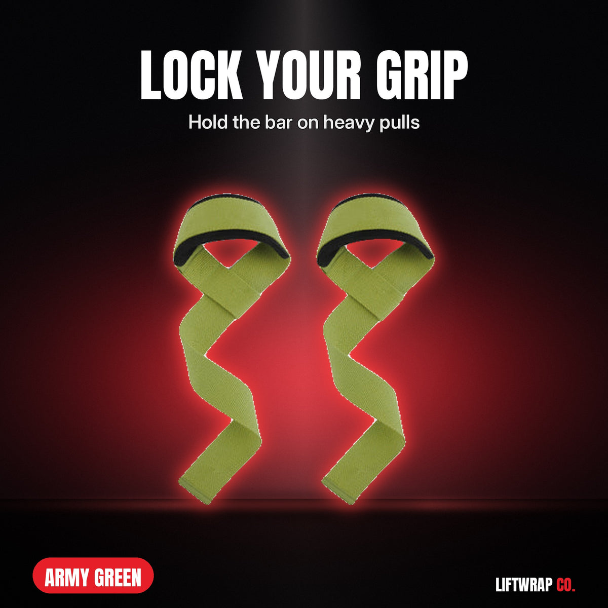 Hard Pull Grip Straps – Army Green by LiftWrap Co