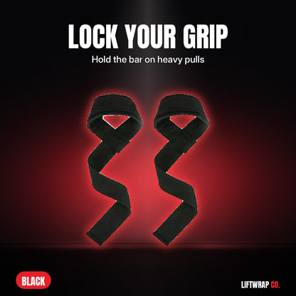 Hard Pull Grip Straps – Black by LiftWrap Co