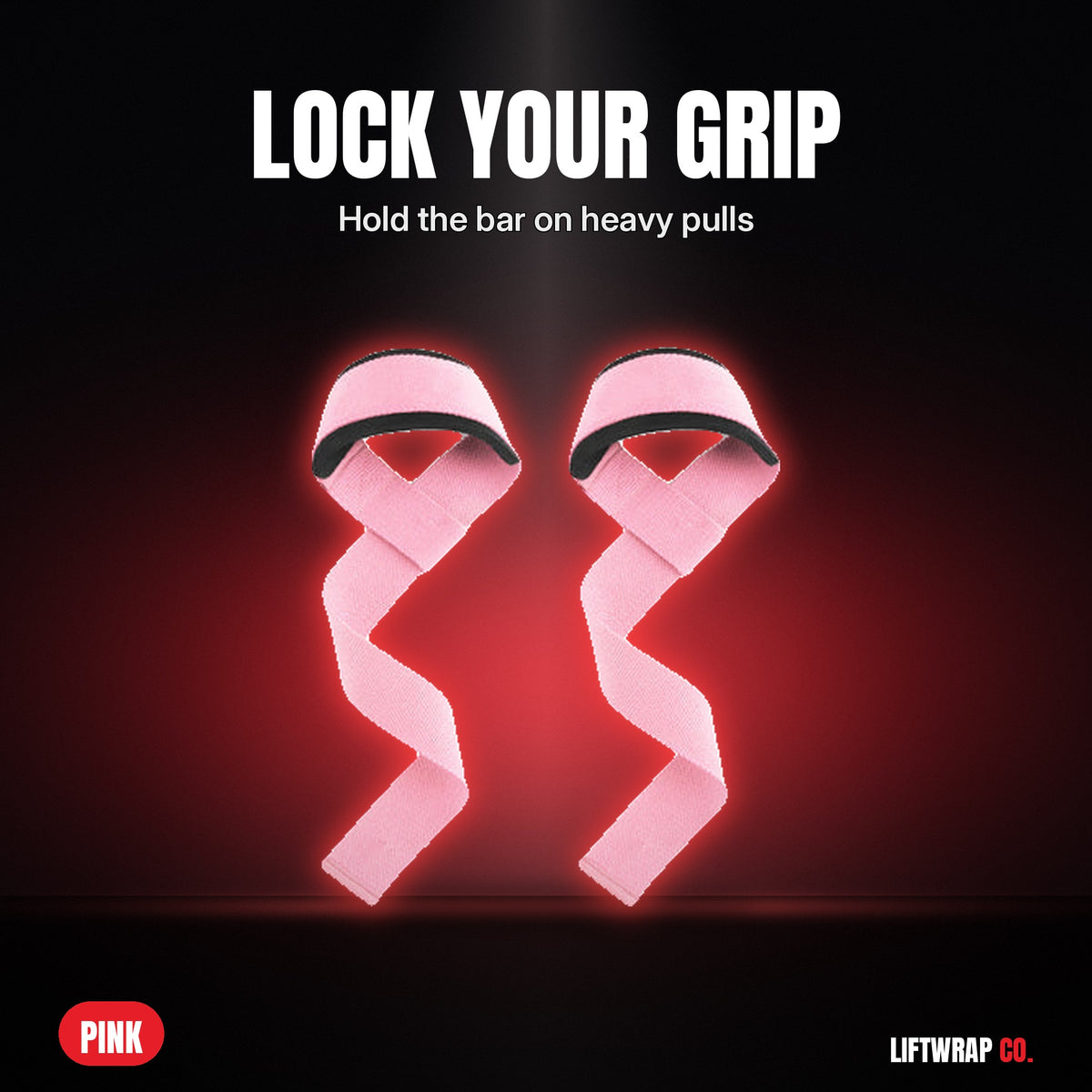 Hard Pull Grip Straps – Pink by LiftWrap Co