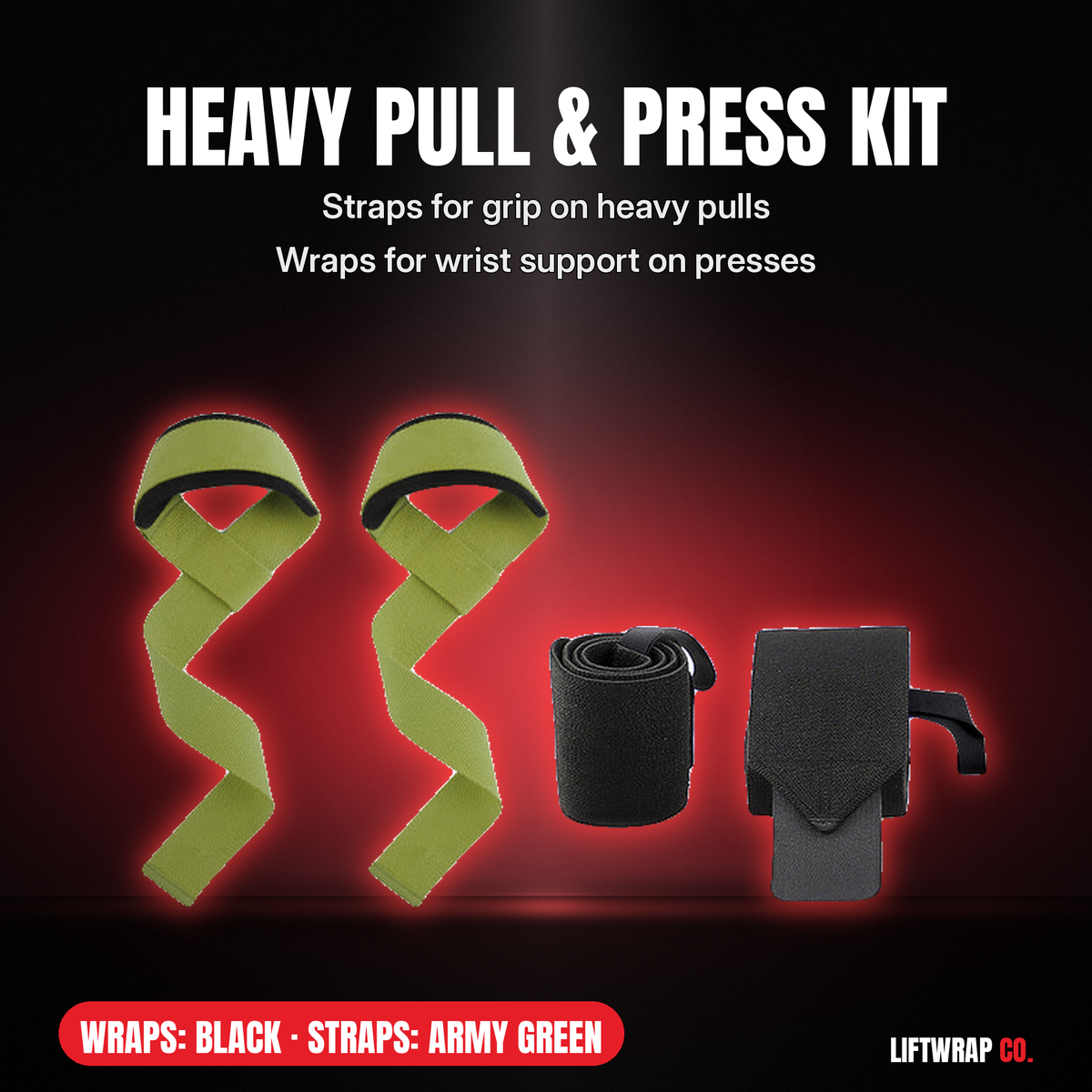 Heavy Pull & Press Kit – Lifting Straps + 2 Wrist Wraps