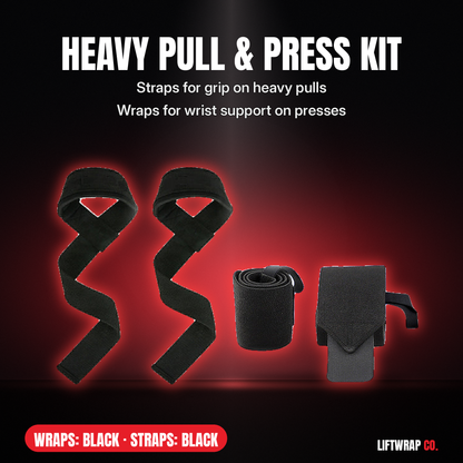 Heavy Pull & Press Kit – Lifting Straps + 2 Wrist Wraps