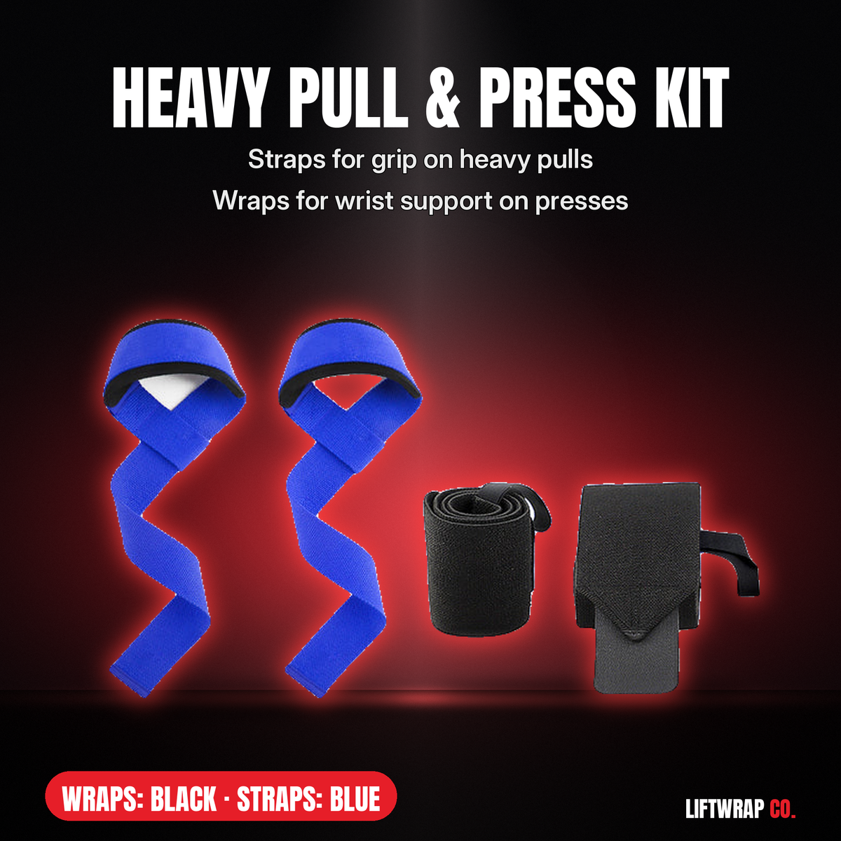 Heavy Pull & Press Kit – Lifting Straps + 2 Wrist Wraps
