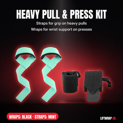 Heavy Pull & Press Kit – Lifting Straps + 2 Wrist Wraps