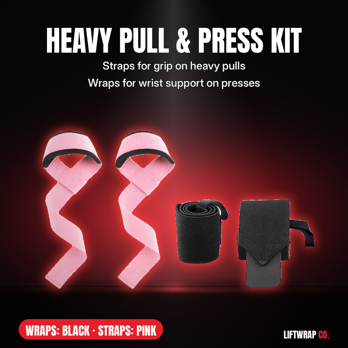 Heavy Pull & Press Kit – Lifting Straps + 2 Wrist Wraps