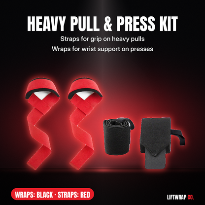 Heavy Pull & Press Kit – Lifting Straps + 2 Wrist Wraps