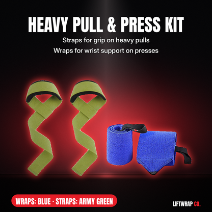 Heavy Pull & Press Kit – Lifting Straps + 2 Wrist Wraps