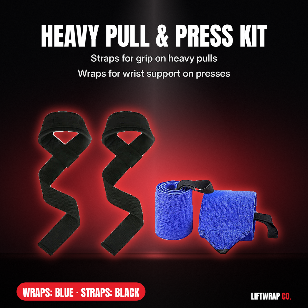 Heavy Pull & Press Kit – Lifting Straps + 2 Wrist Wraps