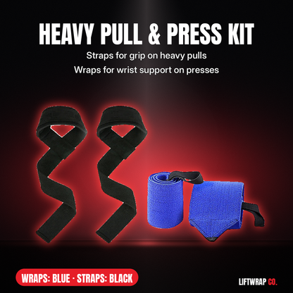 Heavy Pull & Press Kit – Lifting Straps + 2 Wrist Wraps
