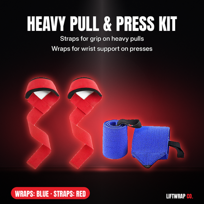 Heavy Pull & Press Kit – Lifting Straps + 2 Wrist Wraps