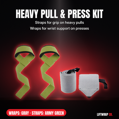 Heavy Pull & Press Kit – Lifting Straps + 2 Wrist Wraps