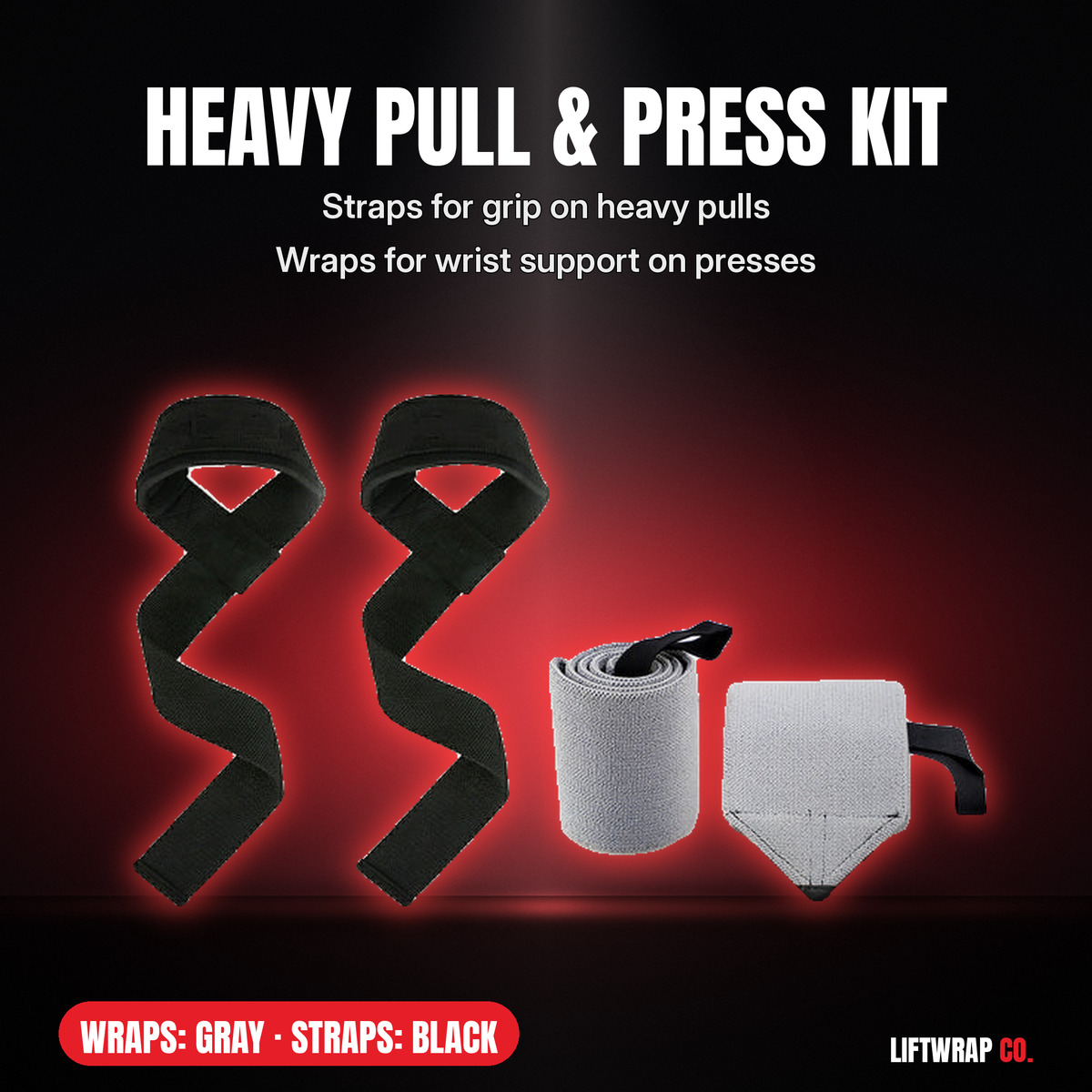 Heavy Pull & Press Kit – Lifting Straps + 2 Wrist Wraps