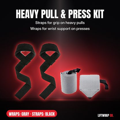 Heavy Pull & Press Kit – Lifting Straps + 2 Wrist Wraps