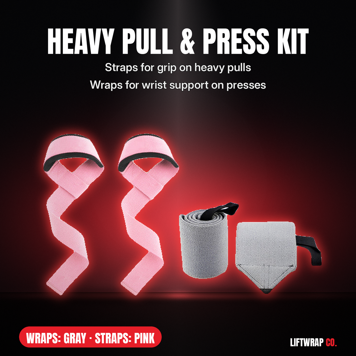 Heavy Pull & Press Kit – Lifting Straps + 2 Wrist Wraps