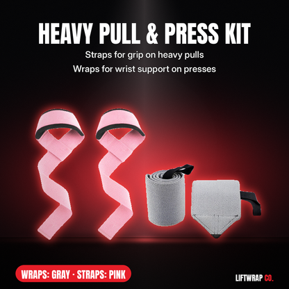 Heavy Pull & Press Kit – Lifting Straps + 2 Wrist Wraps