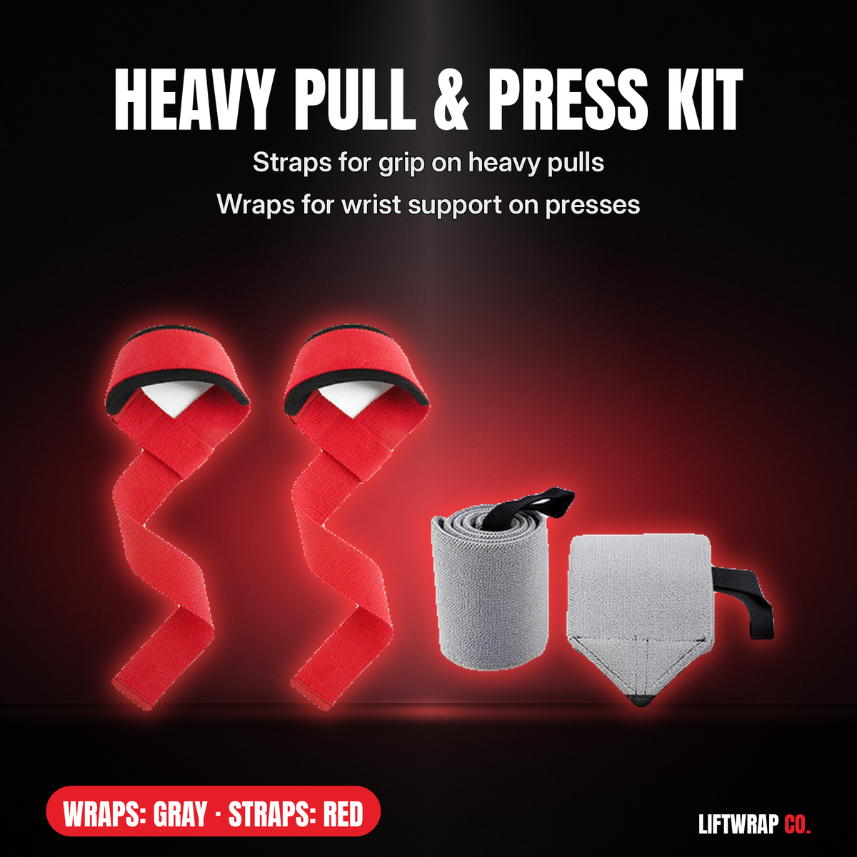 Heavy Pull & Press Kit – Lifting Straps + 2 Wrist Wraps