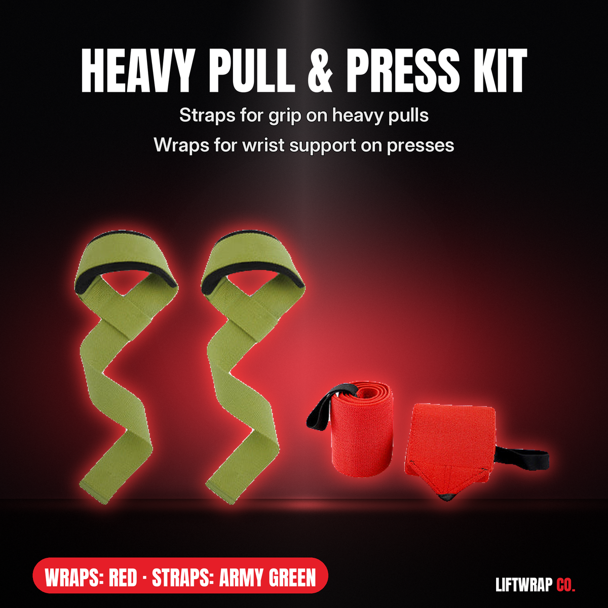 Heavy Pull & Press Kit – Lifting Straps + 2 Wrist Wraps