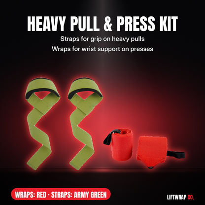 Heavy Pull & Press Kit – Lifting Straps + 2 Wrist Wraps