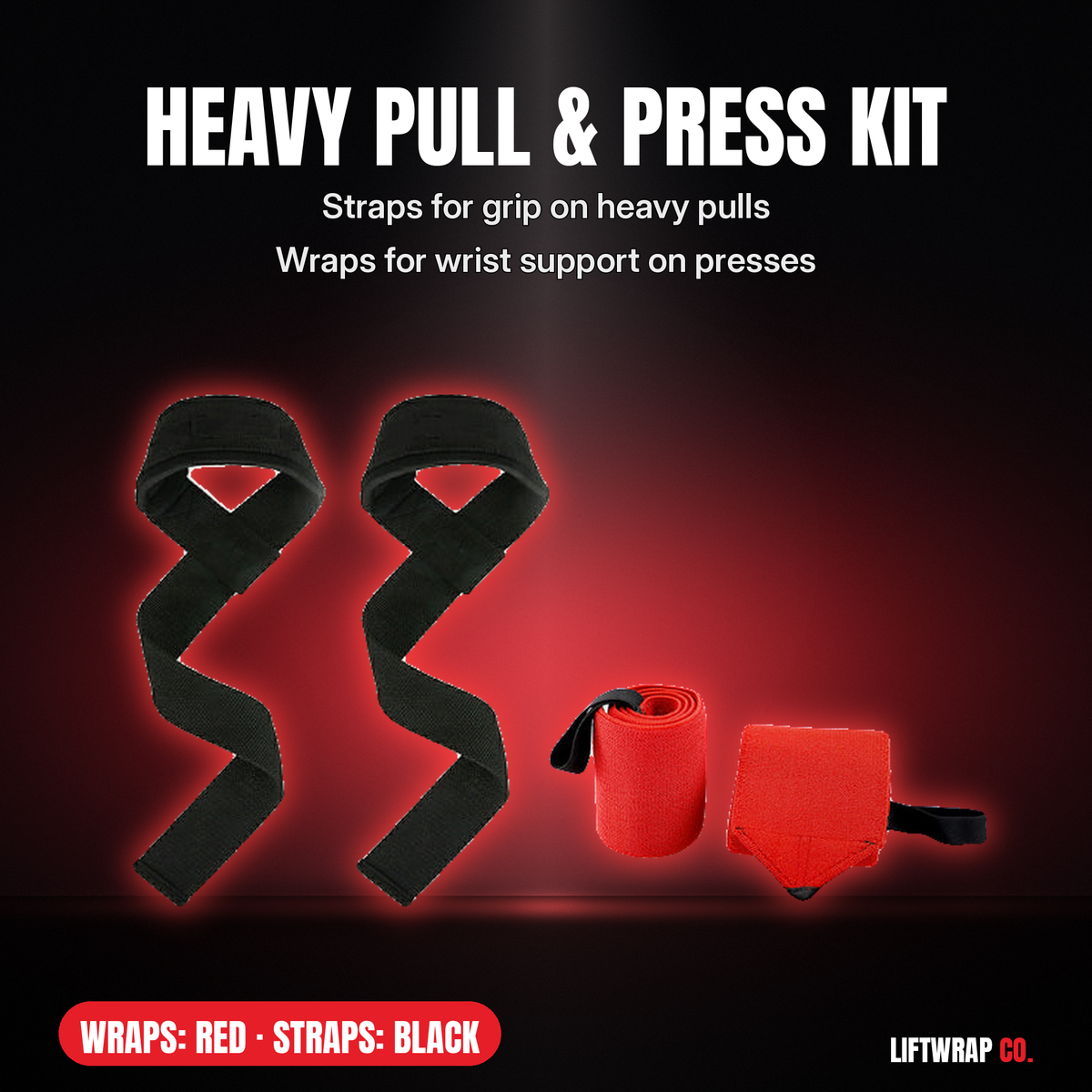 Heavy Pull & Press Kit – Lifting Straps + 2 Wrist Wraps