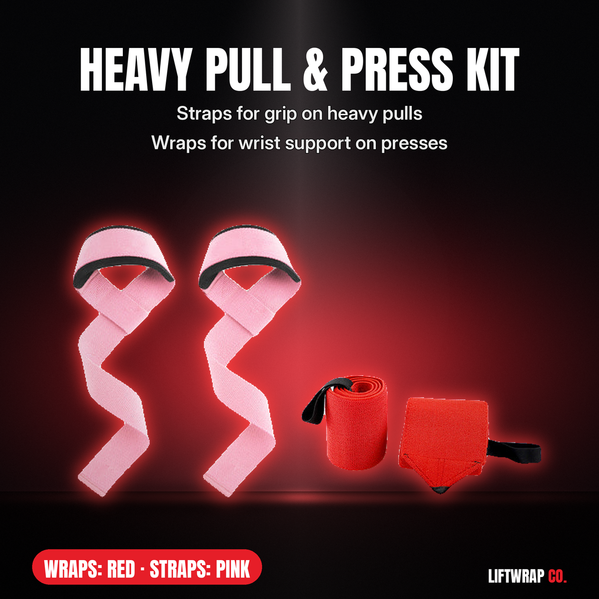 Heavy Pull & Press Kit – Lifting Straps + 2 Wrist Wraps