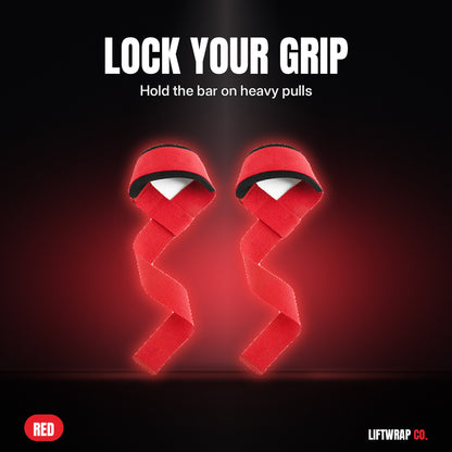Hard Pull Grip Straps – Red by LiftWrap Co